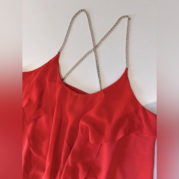 Marciano | Orange Flowy top with gold chain straps - Picture 2 of 5